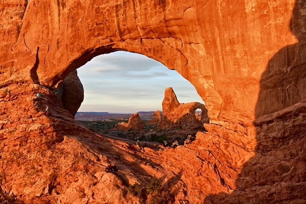 First Light On North Window with Turret Arch in the distance; Arches