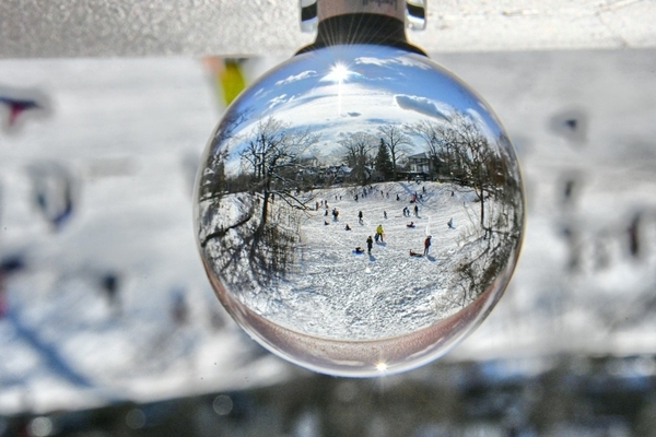 Glen Stewart Park through a globe