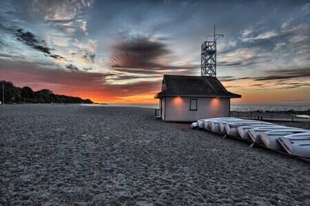 The boats, the Lifeguard Station and the Sunrise