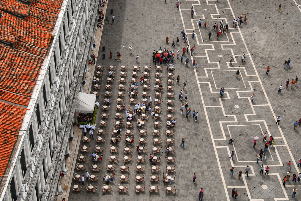 Outdoor seating in San Mark's Square