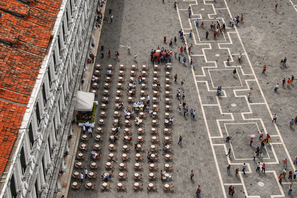 Outdoor seating in San Mark's Square